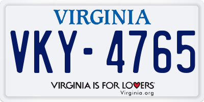 VA license plate VKY4765
