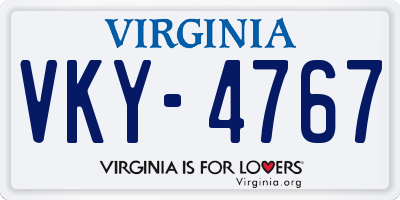 VA license plate VKY4767