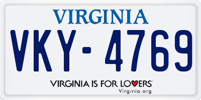 VA license plate VKY4769