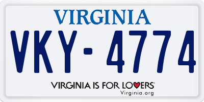 VA license plate VKY4774