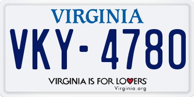 VA license plate VKY4780