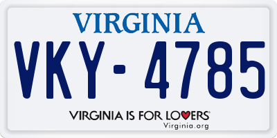 VA license plate VKY4785