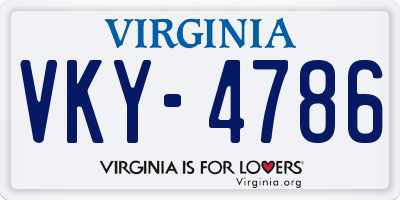 VA license plate VKY4786