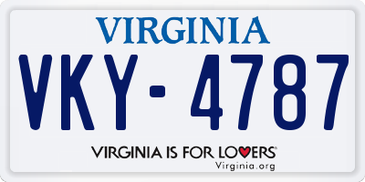 VA license plate VKY4787