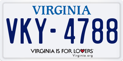 VA license plate VKY4788