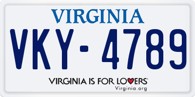 VA license plate VKY4789