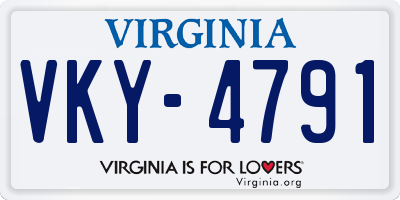 VA license plate VKY4791