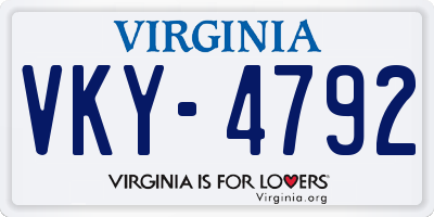 VA license plate VKY4792