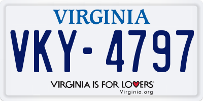 VA license plate VKY4797