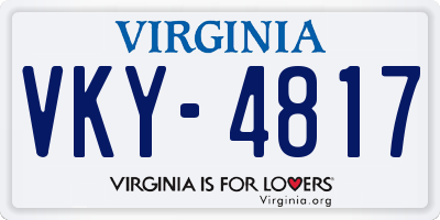 VA license plate VKY4817