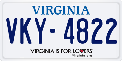 VA license plate VKY4822