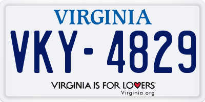 VA license plate VKY4829