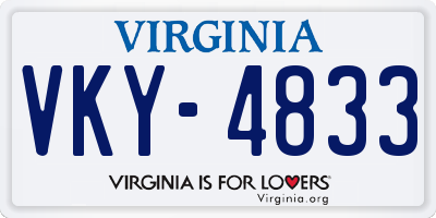 VA license plate VKY4833