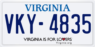 VA license plate VKY4835