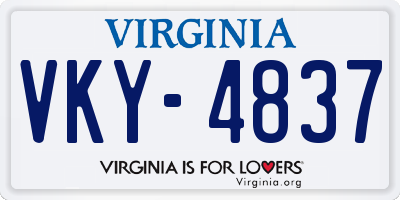 VA license plate VKY4837