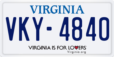 VA license plate VKY4840