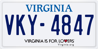 VA license plate VKY4847