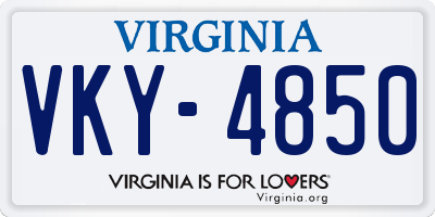VA license plate VKY4850