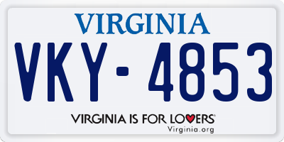 VA license plate VKY4853