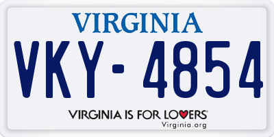 VA license plate VKY4854