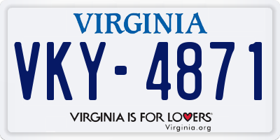 VA license plate VKY4871