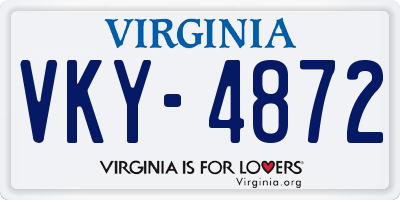 VA license plate VKY4872