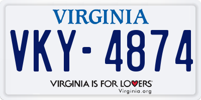VA license plate VKY4874