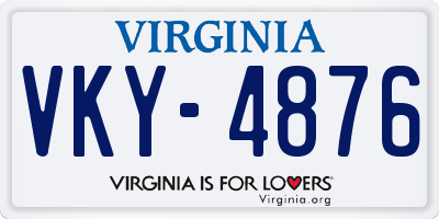 VA license plate VKY4876