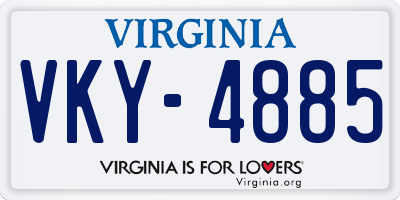 VA license plate VKY4885