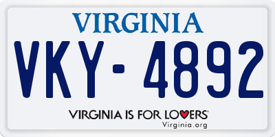 VA license plate VKY4892