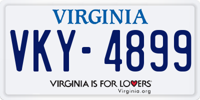 VA license plate VKY4899