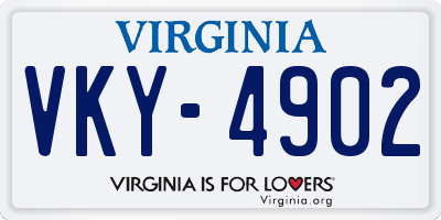 VA license plate VKY4902