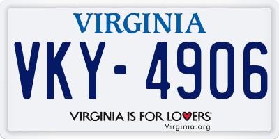 VA license plate VKY4906