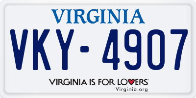 VA license plate VKY4907