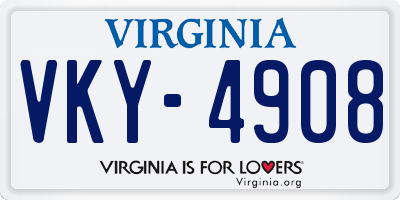 VA license plate VKY4908