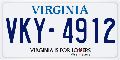 VA license plate VKY4912
