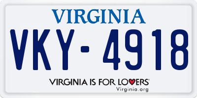 VA license plate VKY4918