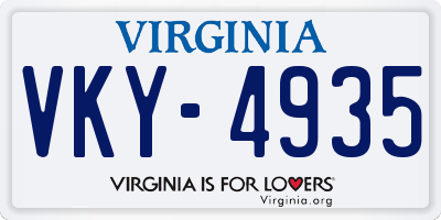 VA license plate VKY4935