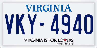 VA license plate VKY4940