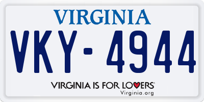 VA license plate VKY4944