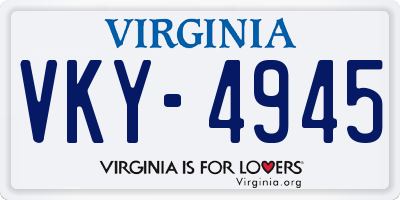 VA license plate VKY4945