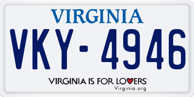 VA license plate VKY4946