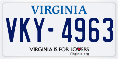 VA license plate VKY4963