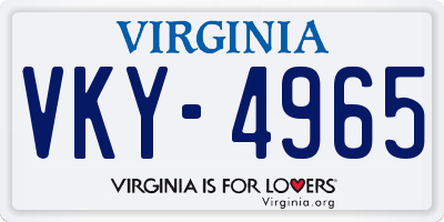 VA license plate VKY4965