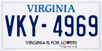 VA license plate VKY4969