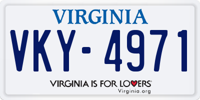 VA license plate VKY4971