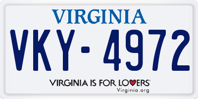 VA license plate VKY4972