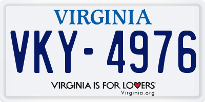 VA license plate VKY4976