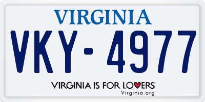 VA license plate VKY4977