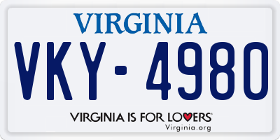 VA license plate VKY4980